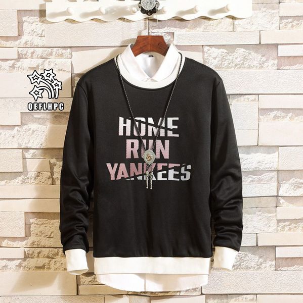 

autumn winter keep warm fashion casual men coat sweater long sleeves men hoodies & sweatshirts men clothing circular collar pullover ay90, Black