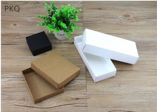 

20pcs/lot kraft paper gift cardboard boxes for packaging white cardboard boxes black gift packing box with lid