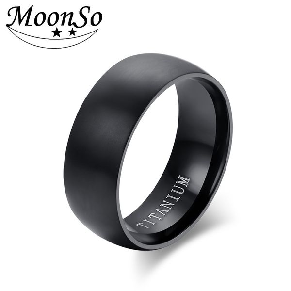 

moonso new fashion men's black titanium ring matte finished classic engagement anel jewelry for male wedding bands r07, Silver