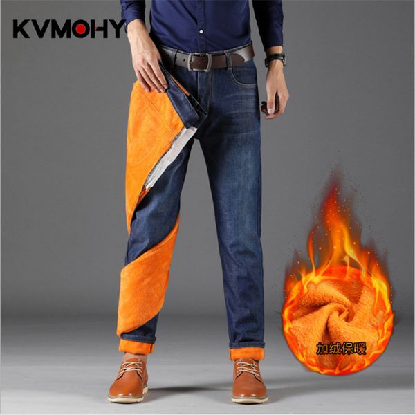 

men jeans autumn&winter warm thick velvet hip hop denim jeans for man blue trousers long straight pants jean homme