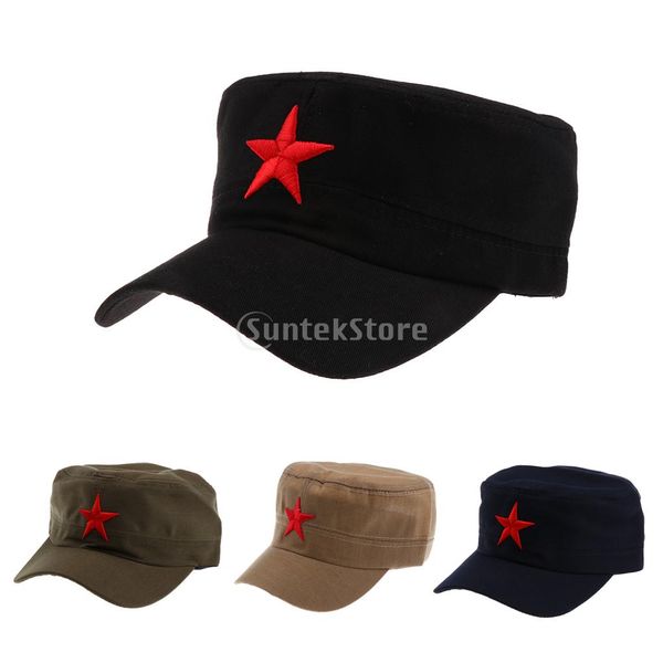 

cotton red star tactical hat men women outdoor cap camping hiking travel, Black;white