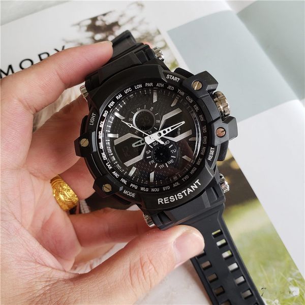 

спортивные мужские часы класса люкс 50мм циферблат led цифровой 100м водонепроницаемый резиновый ремешок мужские наручные часы для мужских ч, Slivery;brown