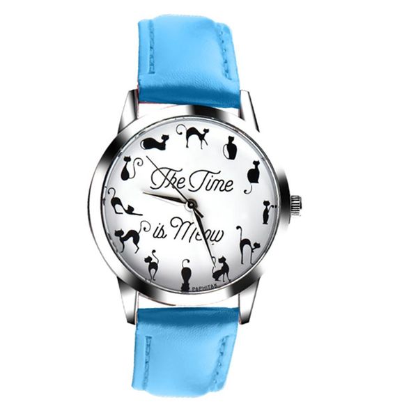 

novelty cat letter dial quartz moment faux leather band couples wrist watch new bracelet, Slivery;brown