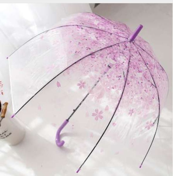 Flor Print Children Longa Clear Umbrella Women Moda Sun Parasol 8K Senhoras Automático Rain Transparente Umbrella YJ003