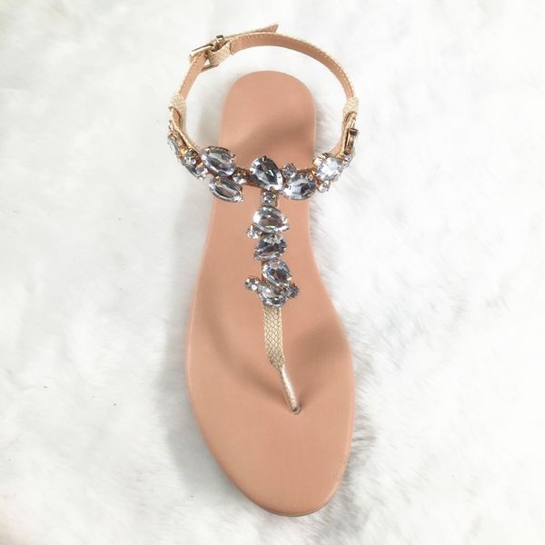 

kolnoo ladies handmade sandals rhinestone g-strap bare foot summer beach fashion shoes a072, Black