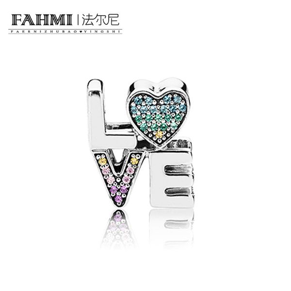 

fahmi 100% 925 sterling silver 1:1 original rainbow love charm 797189nrpmx glamour beaded fashion women's wedding jewelry, Black