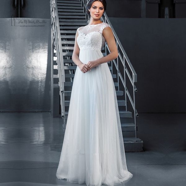 Acheter Maternité Robes De Mariée Pour Les Femmes Enceintes Dentelle Robe De Mariée Empire Taille Robes De Mariée Corset Retour Robe De Novia Plus