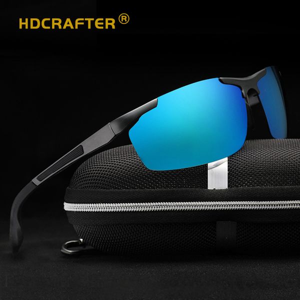 

quality aluminum magnesium frame sunglasses for men 70mm polarized resin sun glasses uv400 driving glasses hdcrafter l6588 with case, White;black