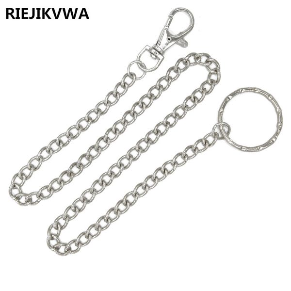 

45cm long metal wallet belt chain rock punk trousers hipster pant jean keychain silver ring clip keyring men's hiphop jewelry