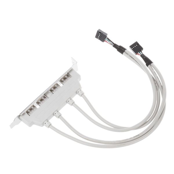 Freeshipping 10 Stück Dual Motherboard 9Pin Header auf 4Port USB 2.0 Buchse Kabel PCI Halterung