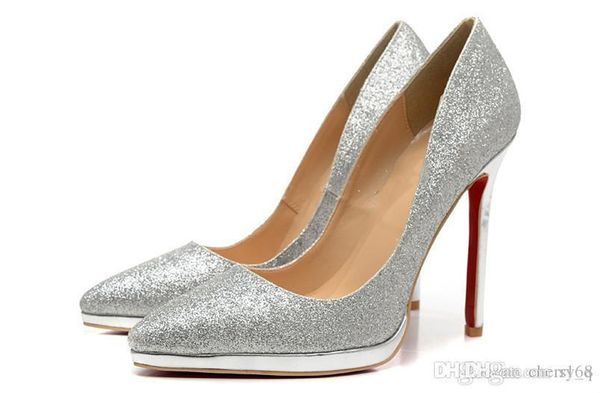 

silver sand with spikes red bottom high heels women shoes 12cm high heel ladies female shoes low footwear pumps wedding shoes fashion, Black