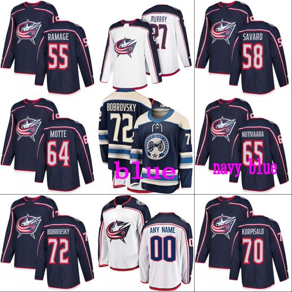 

#72 Sergei Bobrovsky Columbus Blue Jackets Jersey 58 David Savard 70 Joonas Korpisalo 71 Nick Foligno Custom Hockey Jerseys