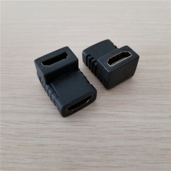 

10pcs/lot 90 degree elbow hdmi gold-plated adapter female to female converter jack for computer camera notebook
