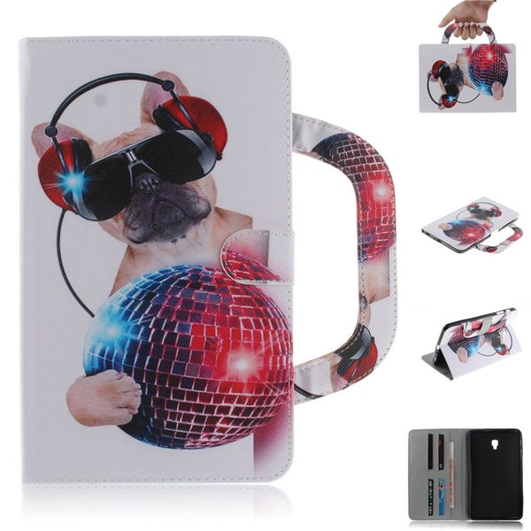 

tablet case for samsung galaxy tab a 8.0 sm-t380 t385 handle flip cover stand leather wallet coloured drawing tiger lion coque