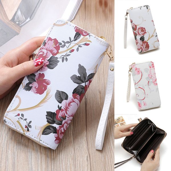 

coneed fashion women leather stone road wallet single pull rose long wallet zipper bag mobile phone bag oc10 40, Red;black