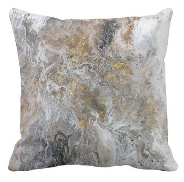 Abstract Painting Gray Black Gold White Artwork Throw Pillow