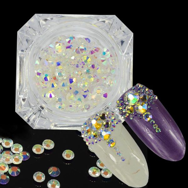 

1 box 2017 crystal ab shinny nail rhinestones ss3-ss20 non flatback diy glue adhesive glass stones nail decorations ch375, Silver;gold