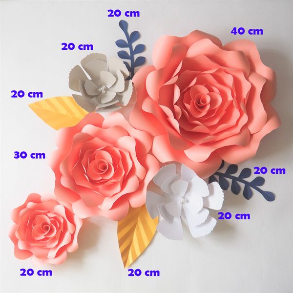 

diy artificial flowers fleurs artificielles backdrop giant paper flowers rose 5cs+ 4 leave wedding party decoration baby shower