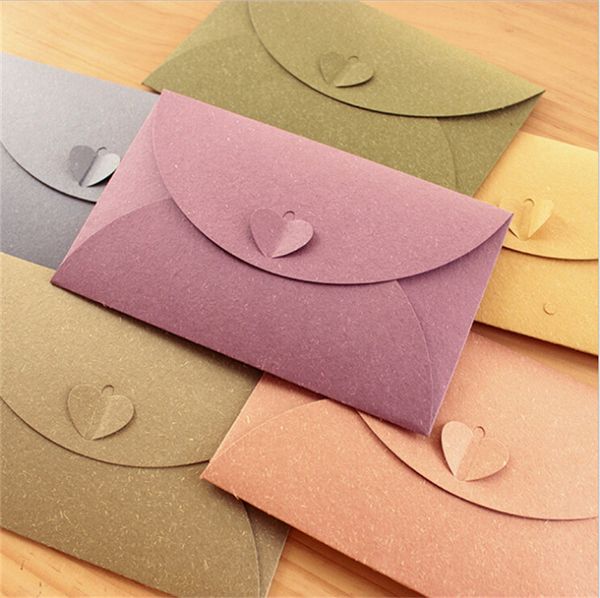

500 pcs a6 colorful paper envelopes with love buckle business p envelope creative gift envelop size 175*110mm
