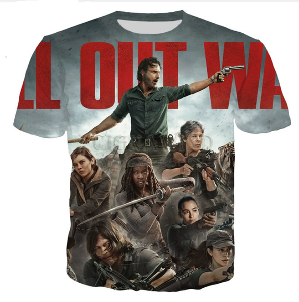 

wholesale-fashion mens/womens summer style the walking dead paparazzi funny 3d print casual t-shirt dxr00240, White;black
