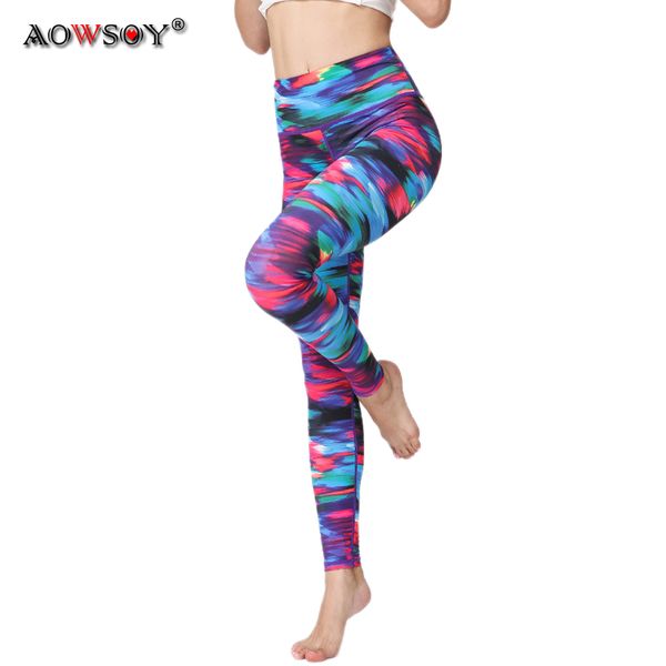 

aowsoy fitness printed yoga pants tights running leggings sports gym women tights yoga leggings quick dry breathable trousers, White;red