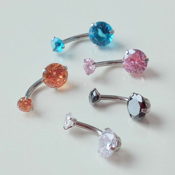 

нержавеющая сталь нержавеющая сталь круглый циркон женский пупок ногтей аксессуары из нержавеющей стали, Silver