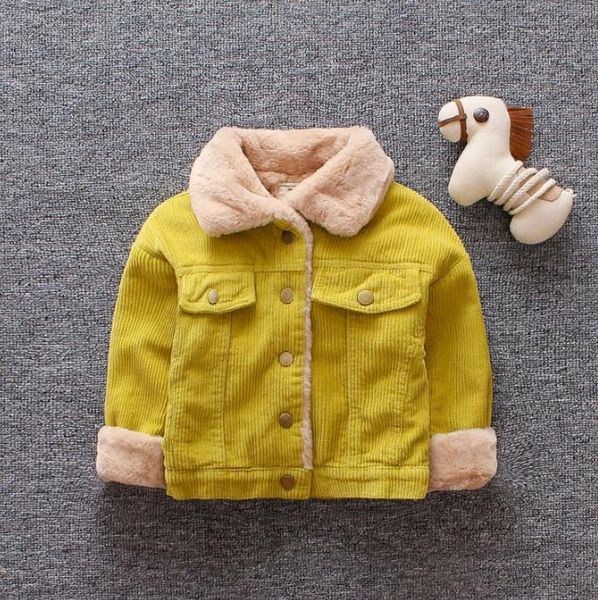 Verdicken Winter Kleidung Baby Jungen Mantel Plüsch Futter Mädchen Jacke Oberbekleidung drehen-unten Kragen Baby Mädchen Kleidung Herbst Infant mantel