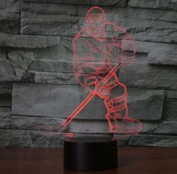 Hóquei 1 3D Illusion Secretária Lâmpada 7 Cores Mudáveis ​​USB Night Light presentes 2018 Lâmpada Novidade Night Light # R42