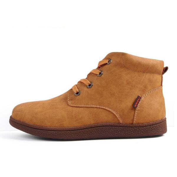 

fashion men boots split leather ankle snow boots shoes warm fur plush lace-up winter shoes plus size 38~46, Black