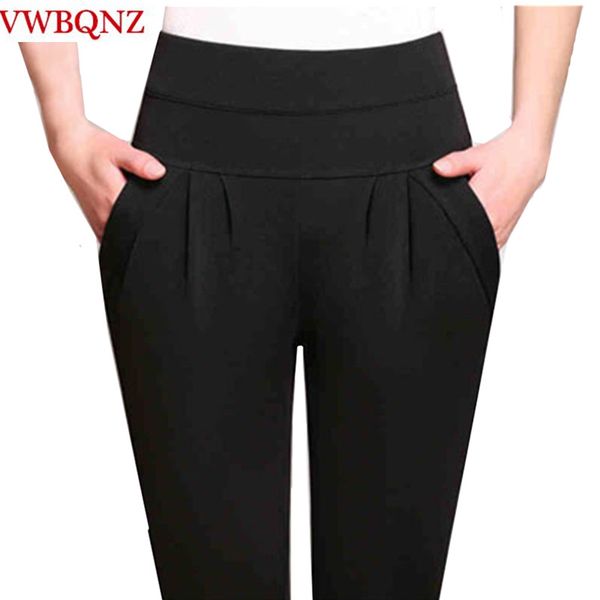 

2018 spring & summer new fashion women harem pants work wear casual pocket black pencil pants plus size 6xl female slim trousers, Black;white