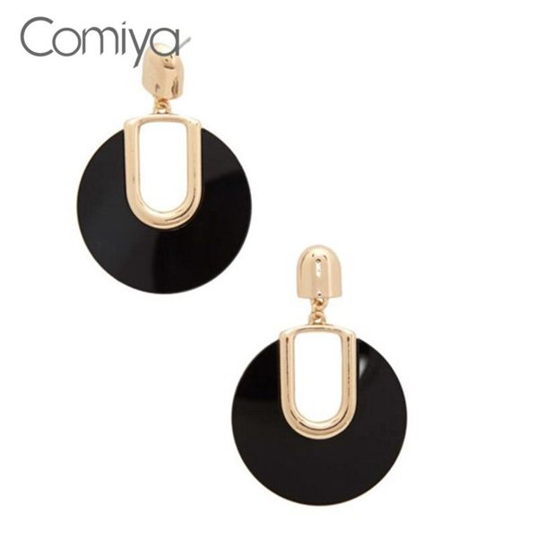 

comiya geometric pattern big earrings resin zinc alloy stylish drop earring for women pendientes statement accessories, Silver