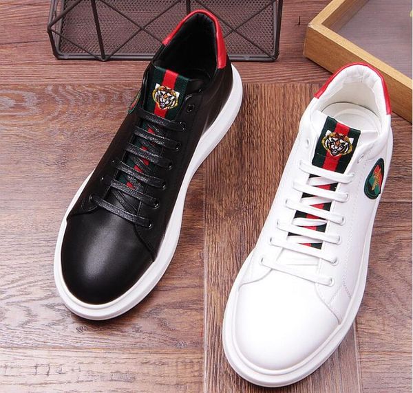 

2018 New style Fashion Embroidery Small White Shoes G Men Loafers Sneakers Low Cut Lace-up Unisex Small Bee Casual Flat Shoes 38-43
