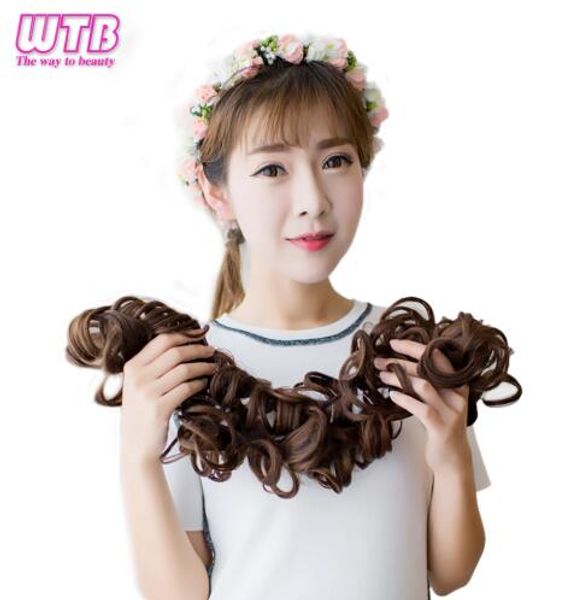 

синтетические женщины кудрявая булочка шиньон резинка зажим для волос наращивание волос черная блондинка высокотемпературные волокна поддель, Black;brown