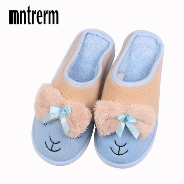 

mntrerm winter women slippers cartoon hello kitty slippers indoor home shoes warm shoes plush pantufas with bowtie loafers, Black