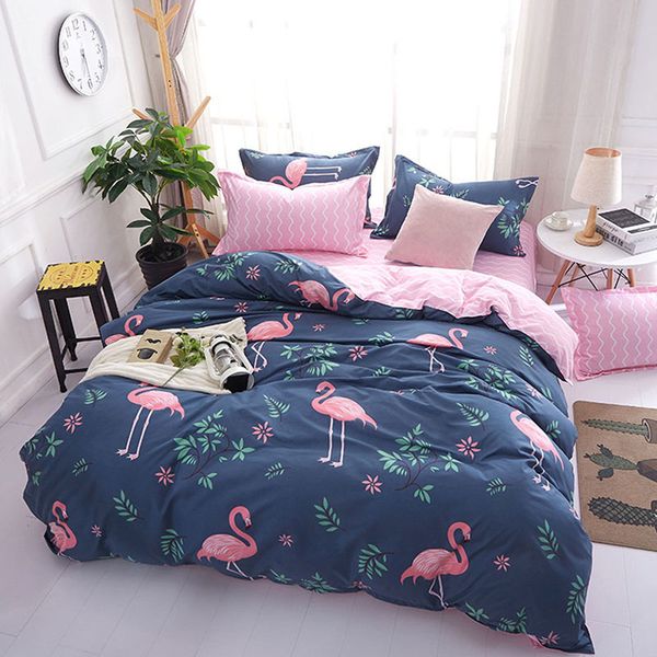 Home Bedding Set Flamingo Duvet Cover Ab Side Bed Linens Sheet