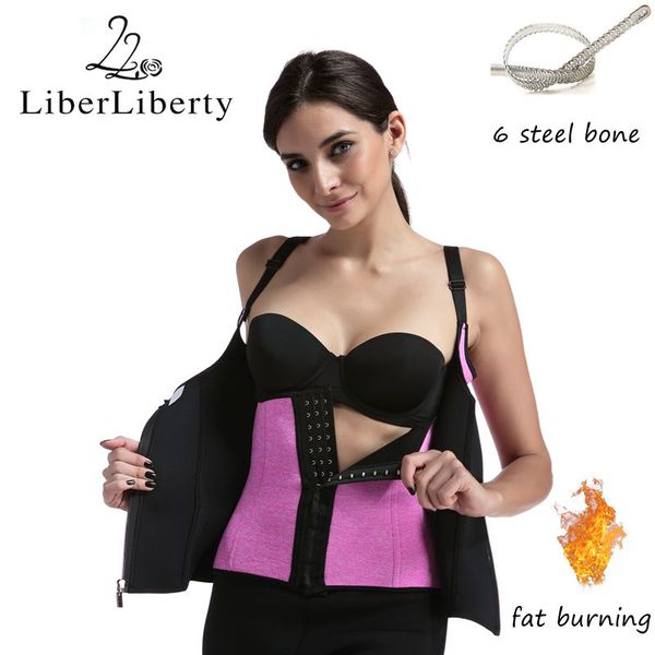 

plus size shapewear for women neoprene xs-6xl zipper vest ultra sweat sports body shaping speed wicking female corset slimming, Black;blue