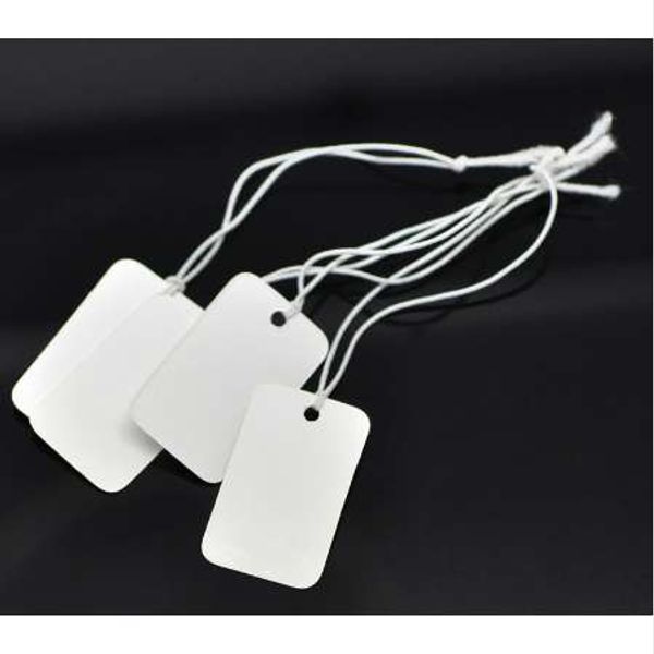 

new 300pcs white string jewelry price labels paper pricing tags hanging clothing tags 2.5x1.5cm(1"x5/8")