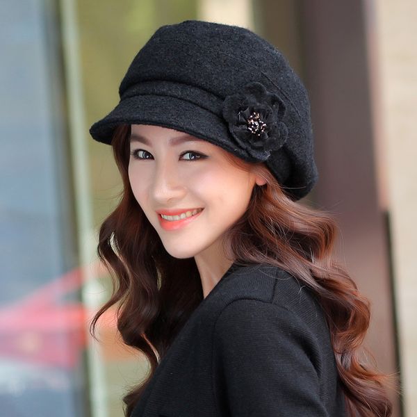 

knitted hat wholesale autumn winter newly trend korean beret caps lady women girls outdoor beanies painter cap, Blue;gray