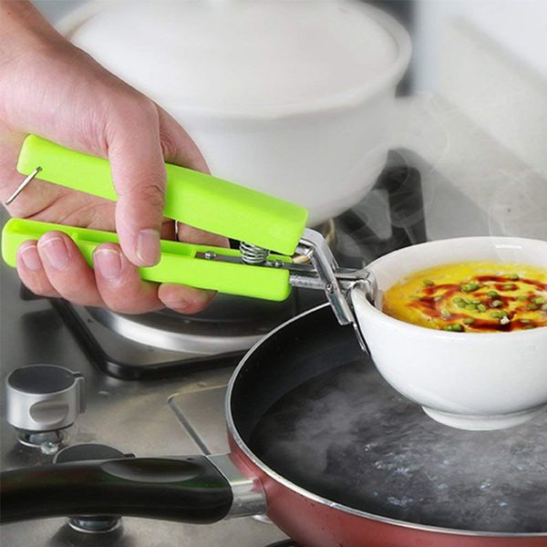

stainless steel bowl clip handheld anti scald plate holder cute microwave oven multifunction kitchen accessories clamps, White