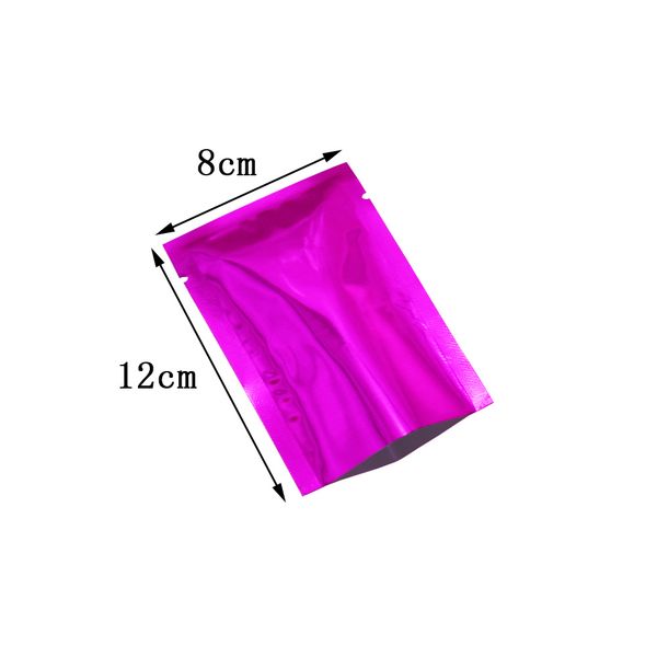 

500pcs/lot 8*12cm heat seal purple aluminum foil vacuum food storage bag nut coffee snacks powder bakery open mylar pack pouches