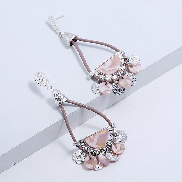 

новая тенденция серебряные серьги женщин сплава каплевидной ацетат пластины мотаться ювелирные изделия небольшой товар оптом, Silver