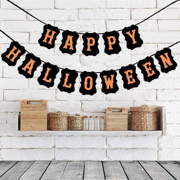 

happy halloween black kraft paper banner garland decoration for halloween party club festival decoration supplies and prop shoot