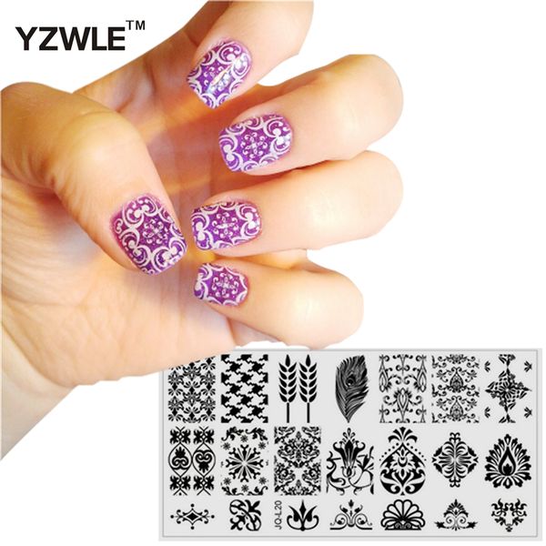 

1 pc 6*12cm nail art stamp template dessert black flower lace design cute image nail stamping plate, White