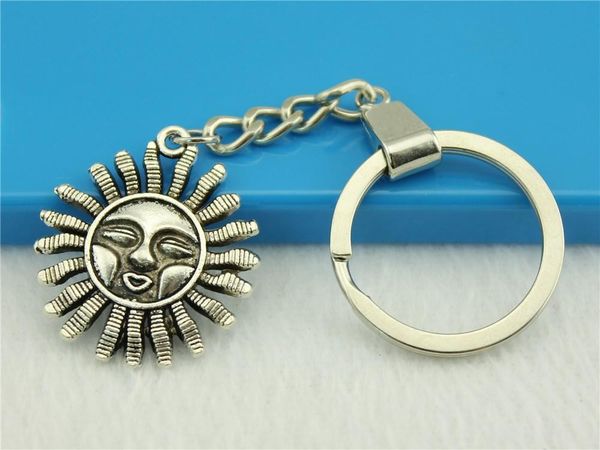 

6 pieces key chain women key rings fashion keychains for men sun 34x29mm, Slivery;golden