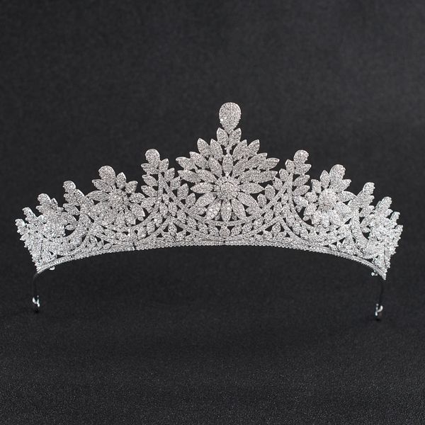 

crystals cz cubic zirconia wedding bridal royal tiara diadem crown women prom hair jewelry accessories ch10131, Golden;white
