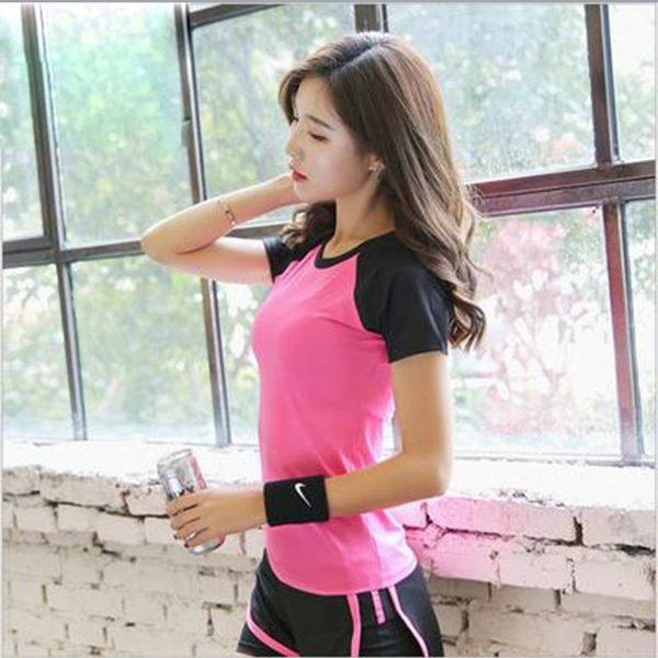 

candomom women sport yoga t-shirts women comfortable breathable short shirts female bodybuilding running tighten yoga, White;red