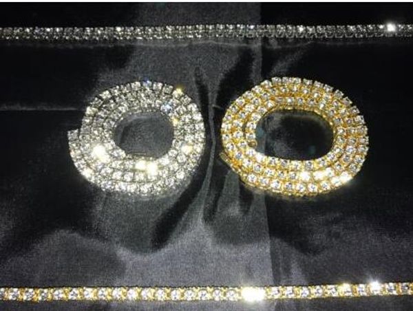 

One Row Iced Out Gold Silver 24" Necklace Tennis Chain Bling Jewellery