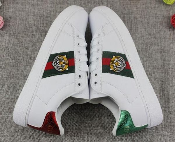 

2018 luxuriou brand ace embroidery mall bee mall white hoe fa hion gg men women loafer neaker low cut lace up ca ual flat hoe 36 4