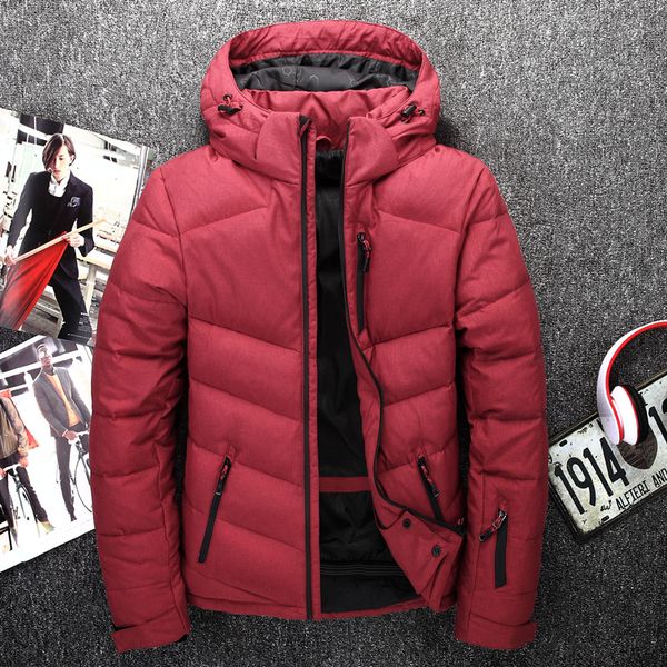 

De igner brand men winter outdoor white duck down jacket man ca ual hooded down coat outerwear men warm jacket parka m 3xl f0057t6