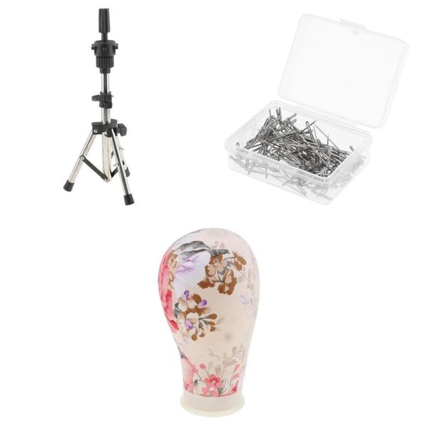 

mannequin cork canvas block+pratice holder stand+t pins for wig making sewing tools